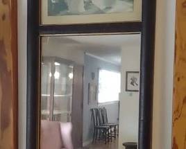 Framed mirror with artwork panel