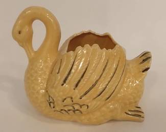 Vintage yellow ceramic swan planter
