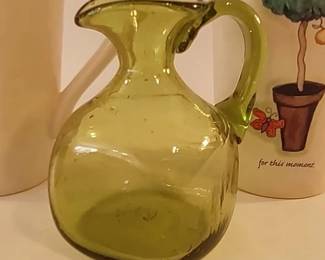 Green glass pitcher