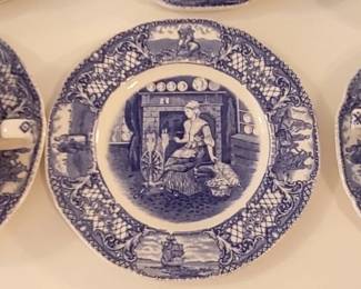 'Colonial Times' pattern vintage transferware