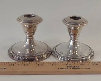 Silver weighted candlestick holders