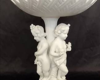 Ceramic cherub pedestal bowl