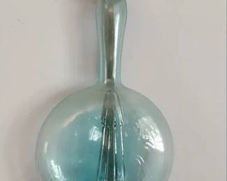 Vintage blue glass banjo bottle