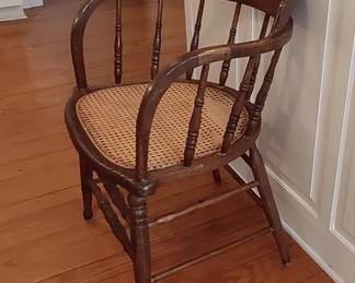 Cane seat captain's chair
