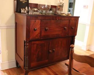 Antique 19th Century Classical Flame Mahogany Server  Cabinet