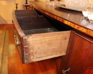 Antique English Federal Inlaid Mahogany Bowfront Sideboard