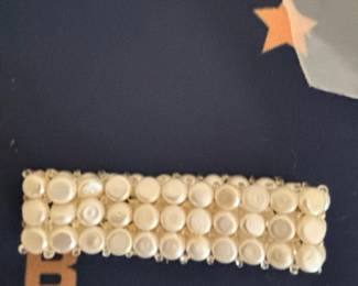 Barrette with Faux Pearls and Rhinestones