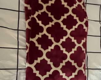 Dark Red Trellis Printed Fleece Blanket