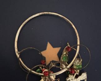 Christmas Charm Bangle Bracelet with Santa, Reindeer, and Festive Charms
