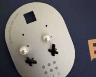 SIX Pearl and Cross Stud Earrings