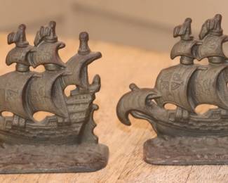 Spanish Galleon Bookends dated 1888