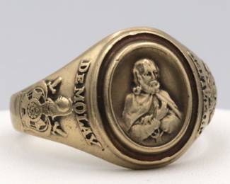 Vintage DeMolay Chevalier 10K Gold Signet Ring
