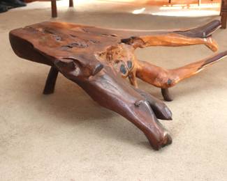 Hand-carved organic wood coffee table from Taxco, Mexico
