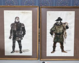 Theatrical Costume Design Sketches - Framed