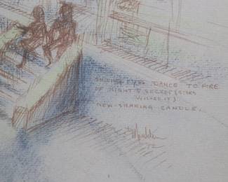 Bill Mauldin Signed Pastel - Smile Eyes Dance to Fire of Night's Secret