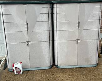 2 tall outdoor cabinets 