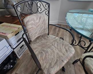 As you can see it is the same design and style as the bar stools. $350 for the table set . Looks brand new