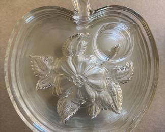 Hazel Atlas Glass Company " Apple Blossom" clear glass snack plate
