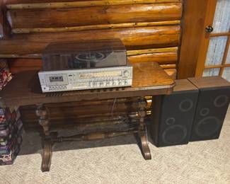 Craig Am/FM Stereo, Cassette,Phonograph & Eight Track Player with Speakers - Side Table