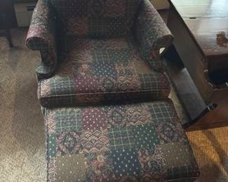 Upholstered Chair w/Foot Stool