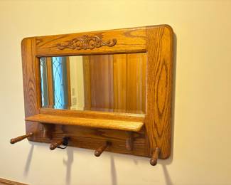 Mirrored Oak Hall Coat Rack