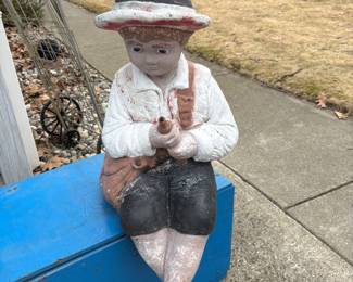 Concrete Garden Statue Boy Fishing