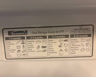 Upright freezer label