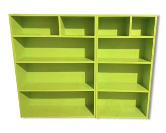 Two Lime Green Wooden Bookcases