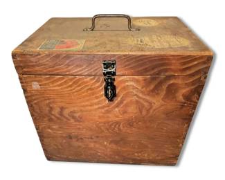 Vintage Wooden Toy Chest w Lionel Stickers