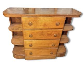 Wooden Dresser w Side Shelving