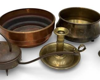 Brass  Copper Planters, Watering Can, and Decor