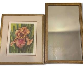 Gold Framed Floral Artwork  Mirror