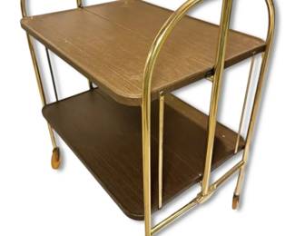 Vintage Folding Metal Bar Cart