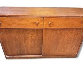 Vintage Wooden Sliding Sideboard Cabinet