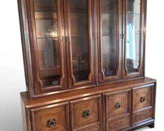 Thomasville Campaign Style Solid Wooden China Cabinet
