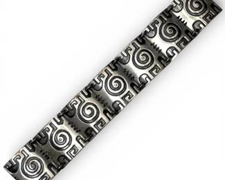 Mexican Sterling Silver Panel Link Bracelet 55.8g Total