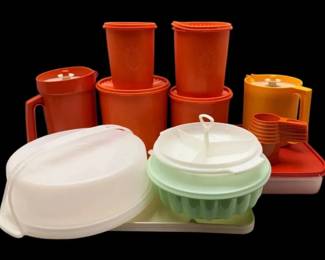 Vintage Orange Tupperware Canisters, Measuring Cups, Pitchers,  More