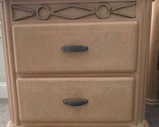 Vintage Light Oak Nightstand with Decorative Inlay