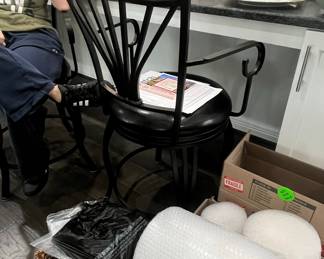 Wrought Iron Swivel Bar Stool with Cane Back