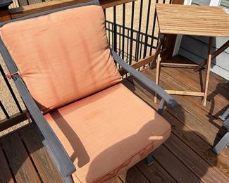 Outdoor Patio Chair with Orange Cushions