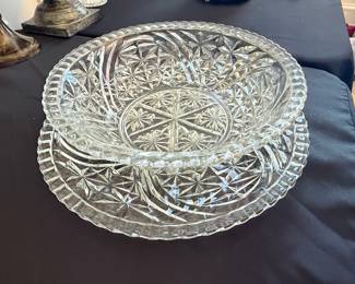 American Brilliant Period Cut Glass Compote Bowl and Underplate