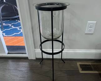 Partylite Seville 3-Wick Hurricane Candle Holder with Wrought Iron Stand