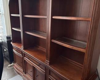 Large Mahogany Breakfront Bookcase with Glass Shelves
