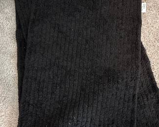 Black Plush Ribbed Bath Mat