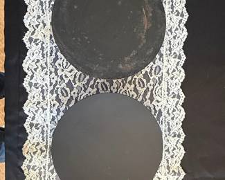 Vintage Cast Iron Griddle with Lace Doily