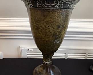 Bronze Goblet-Style Urn with Decorative Band