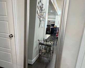 Oversized Full-Length Mirror with Silver Frame and Hooks