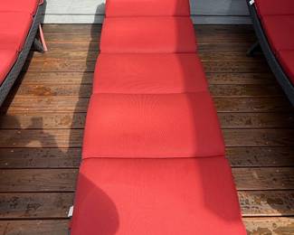 Wicker Outdoor Chaise Lounge with Red Cushions (Set of 3)