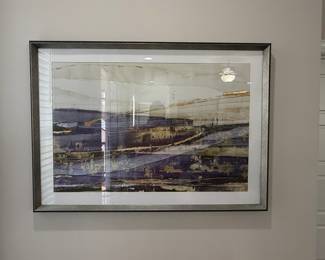 Abstract Landscape Framed Art Print with Metallic Accents