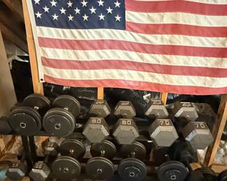 Hexagonal Dumbbell Set with Rack